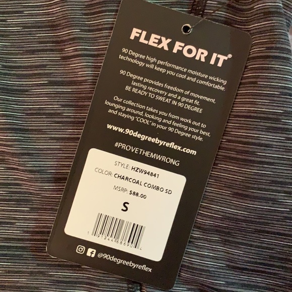 🆕 90 Degree by Reflex Activewear Charcoal Top - Small - Picture 4 of 6
